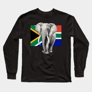 Elephant Flag of South Africa Long Sleeve T-Shirt